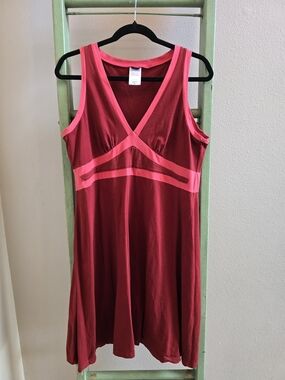 Patagonia V-Neck Fit & Flare  Dress, Red/Pink, Sz XL